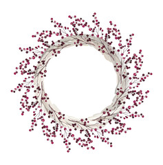 Fototapeta na wymiar Round wreath of red holly berries