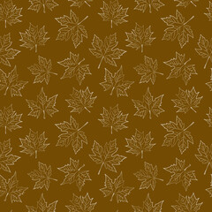 Set of oak leaves seamless patterns. Vector graphics