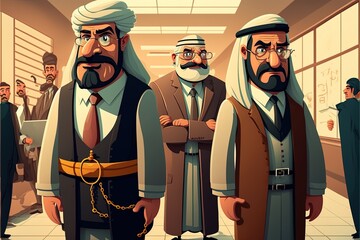 Cartoon Characters Cartoon Style. Illustrations Of Arabic Businessmen
