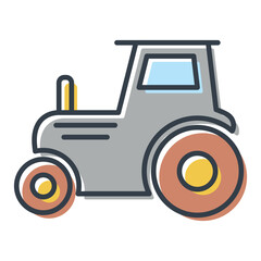 Vector isolated tractor icon.  Transport equipment for gardening.