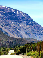 Route on the way to the Inca lagoon in Chile