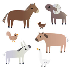 collection of pets. cute cartoon farm illustration