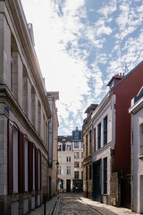 Typical street and its houses in the city of Lille, France