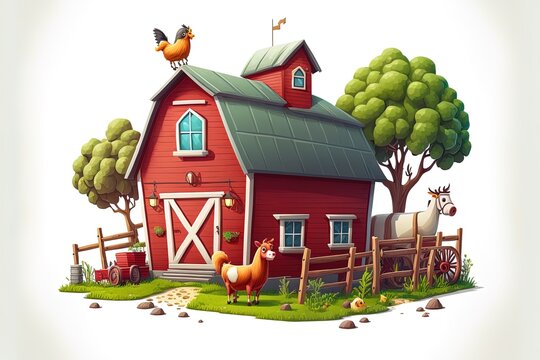Farm Element Cartoon Style Isolated On White Background
