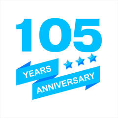 105th anniversary celebration vector template, bright creative 105th birthday logo design with beautiful ribbon. vector eps10