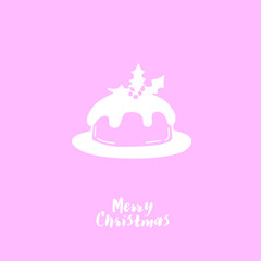 Traditional Christmas cake illustration pink color isolated