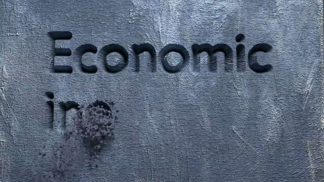 animation of economic inequality word carved in a stone wall