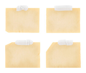 sticky notes with tape strips on transparent background, extracted, png file