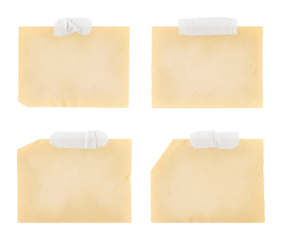 sticky notes with tape strips on transparent background, extracted, png file