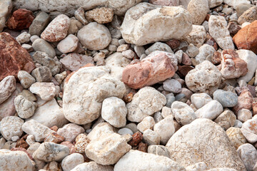 Stoney background, close-up. Stone landscape. Big pebbles for publication, poster, calendar, post, screensaver, wallpaper, post, card, banner, cover, website. High quality photo