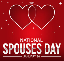 National day of Spouses red love background with hearts and stars. National spouses day backdrop wallpaper