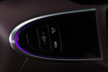 Control switch power light system of car.  Automatic adjust level dashboard in car.