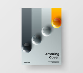 Clean front page A4 vector design layout. Creative 3D balls journal cover concept.