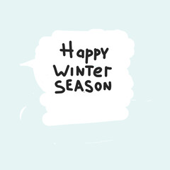 Naklejka na ściany i meble Happy winter season creative concept. Inscription on a blue background.