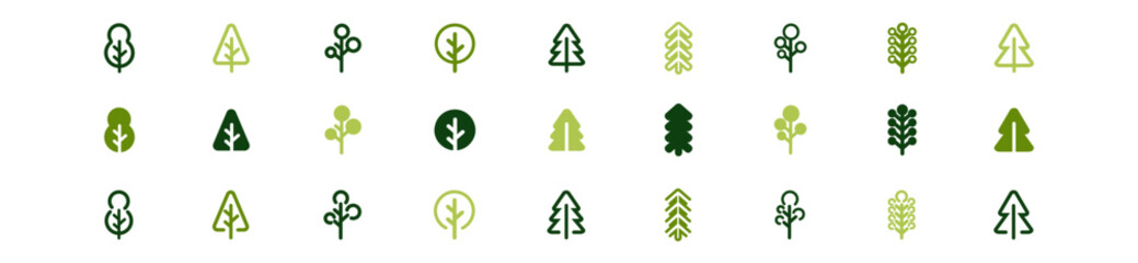 Obraz premium Set of minimal tree line icon.