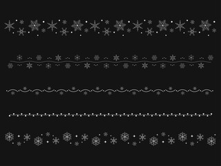 Décoration de Noël. Élément de conception de vacances d'hiver avec des flocons de neige. Collection de séparateurs horizontaux.