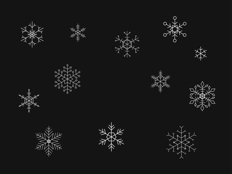 Collection de flocons de neige isol&eacute;s