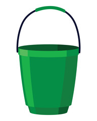 Bucket. Bail vector cartoon icon or pail with handle. Plastic household equipment. Cleaning container