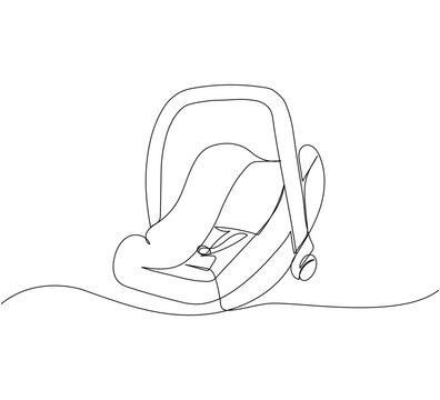 recommend clip art: Baby car seat for a newborn one line art. Continuous line drawing of childhood, safety, protection, car, transportation, personal, children.