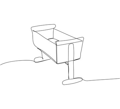recommend clip art: Baby cot wheelchair one line art. Continuous line drawing of childhood, safety, protection, crib, children s sleep, sleep, relaxation, recreation.