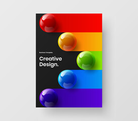 Clean 3D spheres presentation template. Isolated pamphlet vector design concept.