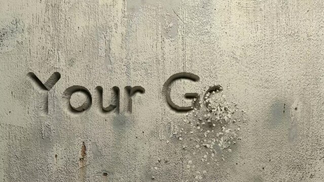 animation of your goals word carved in a grey wall