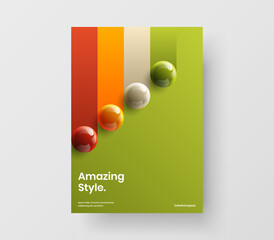 Minimalistic poster design vector illustration. Modern 3D spheres leaflet template.