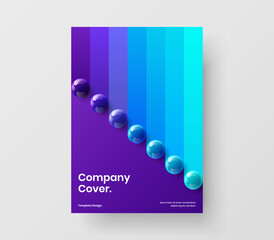 Multicolored journal cover A4 design vector concept. Bright realistic balls company identity illustration.