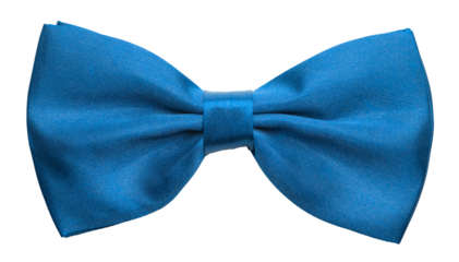 Blue satin bow tie, formal dress code necktie accessory. PNG clipart isolated on transparent background