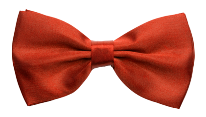 Red satin bow tie, formal dress code necktie accessory. PNG clipart isolated on transparent background
