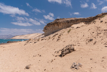 Fototapeta na wymiar Fuerteventura island, west coast desert hiking trail, Canary Islands, Spain