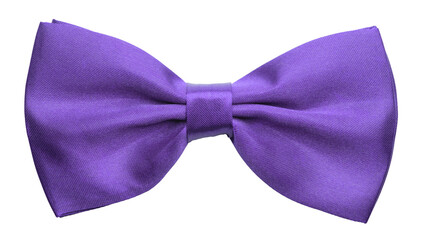 Purple blue satin bow tie, formal dress code necktie accessory. PNG clipart isolated on transparent...