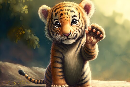 Cute anime TIGER with black background