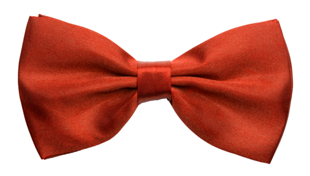 Red satin bow tie, formal dress code necktie accessory. PNG clipart isolated on transparent background