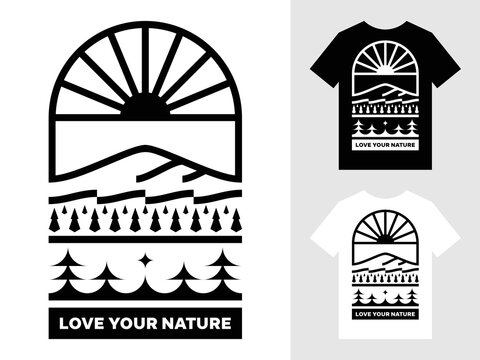 Mountain landscape logo t shirt design