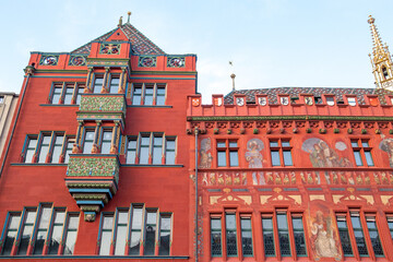 Fototapeta premium Red building in a city in Sweden