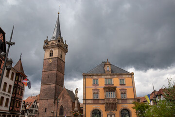 Houses of a French village in the Alsace area in France, with a mix between French and German style