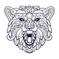 Beautiful Wolf head mandala arts isolated on white background