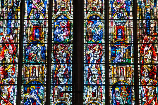 Stained glass windows in a church