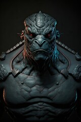 Obraz premium Epic badass turtle figure character art. 3d portrait design of tortoise man.