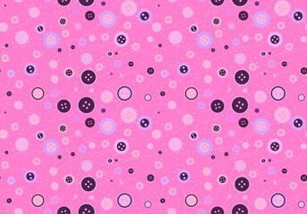 Cartoon sewing seamless buttons and scissors and pins pattern for wrapping paper and fabrics and linens and hobbies