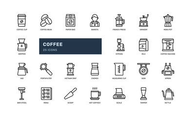coffee caffeine beans maker barista restaurant cafetaria detailed outline icon. simple vector illustration