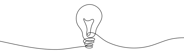 Continuous one line drawing bulb lamp vector illustration minimalism concept