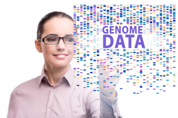 Businesswoman in genome data concept
