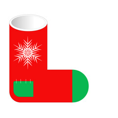 vector drawing. New Year's sock on a white background. new year concept. red gift sock