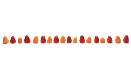 Tasty raspberries isolated on  white background.