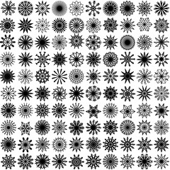 100 snowflakes set vector, great for winter holidays cards illustration or other decor