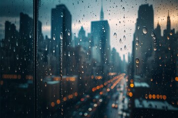 Raindrops on the windows glass