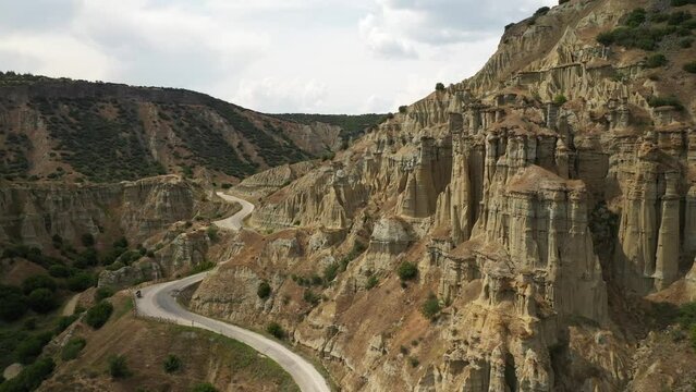 Aerial view of Kula Fairy Chimneys in. Turkey.