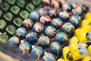delicious space candies of different shapes and colors